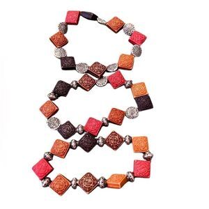 NWT Angelas Designs 3 stackable handmade bracelets orange brown and silver